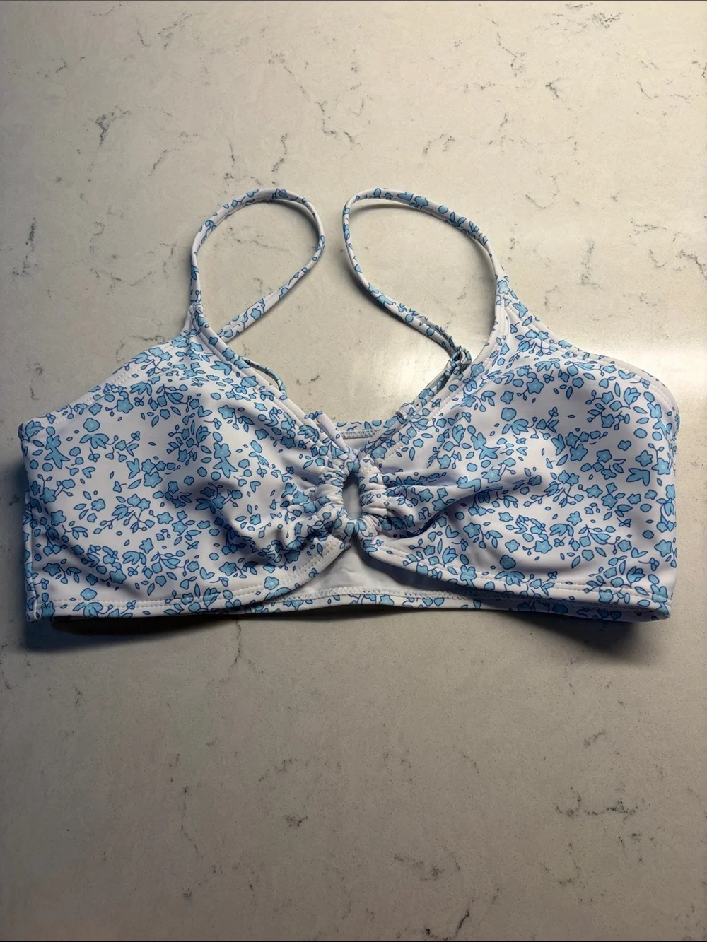 Girls size 14y Two-Piece Floral Bikini - Light Blue & White